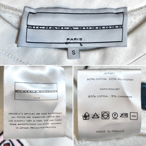 Michaela Buerger White Heart Perfume Bottle Crewneck Sweatshirt Top Women Small - Picture 11 of 15